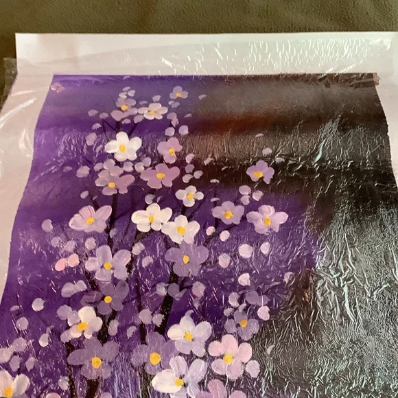 Gorgeous purple flowering tree original oil painting.  Approx 14 1/4” x 28” - Picture 2 of 4